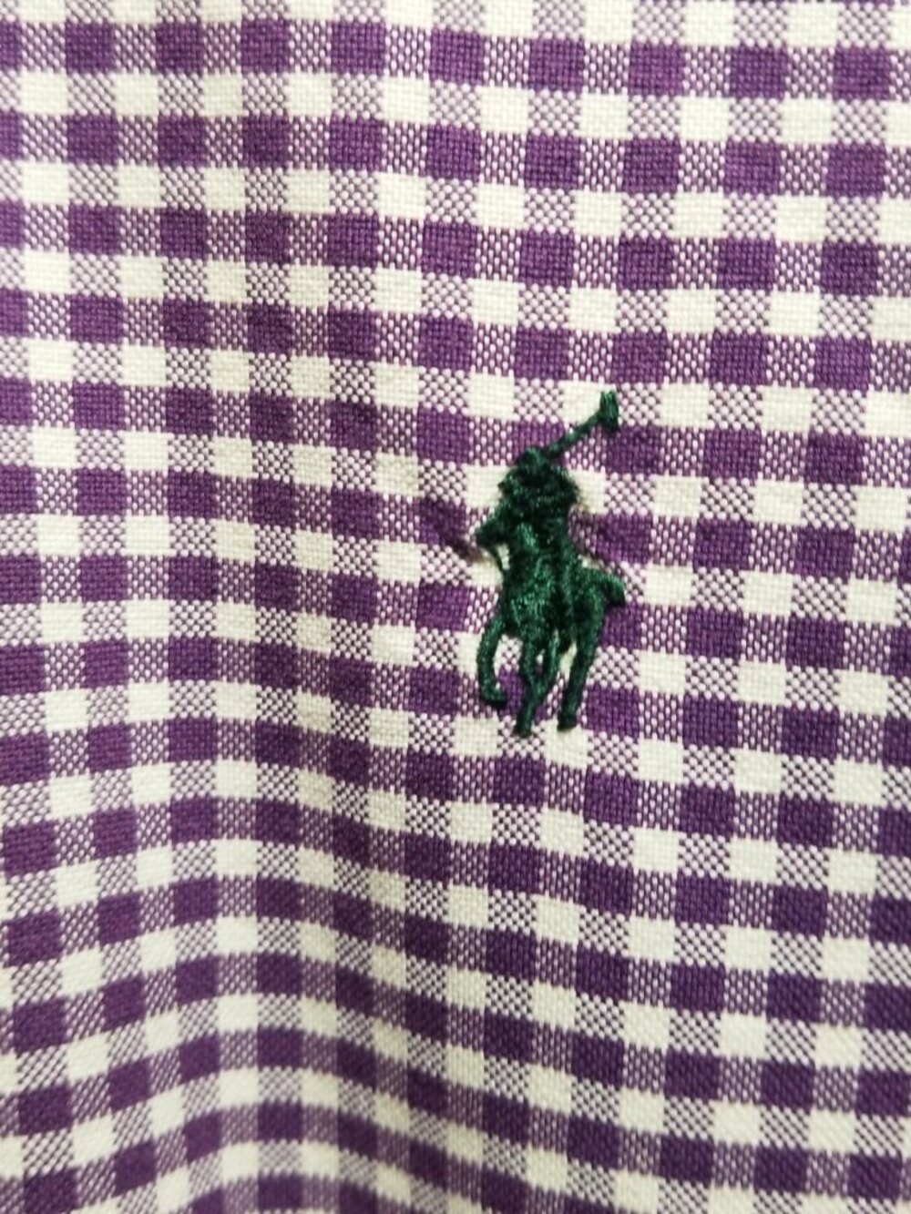 Men’s Ralph Lauren Custom Fit Gingham Oxford Cotton Button Up Shirt Purple Med - Picture 2 of 8